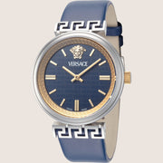 Versace Ladies Mythos Watch Blue Dial Leather Strap Sapphire Crystal VETCA0124