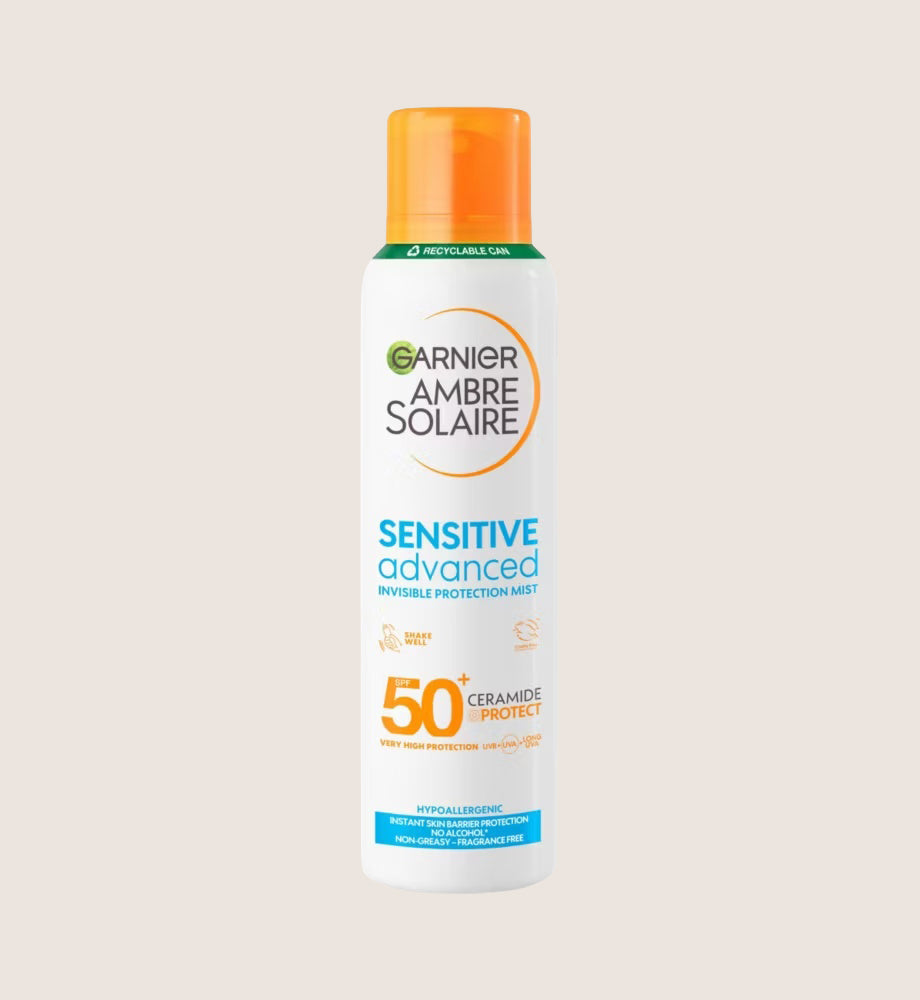 Garnier Ambre Solaire SPF 50+ Sensitive Advanced Dry Mist Sun Cream Spray SPF50+ 150ml