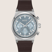 BOSS Men's Candor Chronograph Blue Dial Brown Leather Strap Watch 1514219