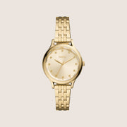 Fossil Women's Laney Gold Crystal Bracelet Analogue Watch BQ3863
