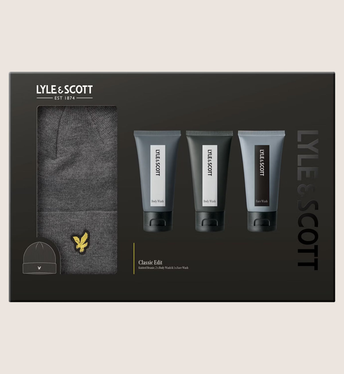 Lyle & Scott Classic Edit Knitted Beanie Set - Beanie, Body Wash & Face Wash