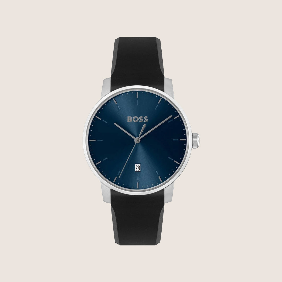 BOSS Men's Blue Dial Black Rubber Strap Sport Watch 1514131