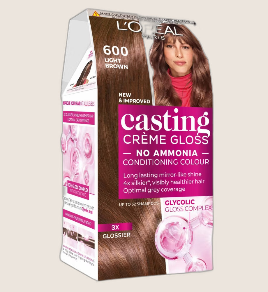 L'Oréal Paris Casting Crème Gloss 600 Light Brown, No Ammonia Semi Permanent Glossing Colour