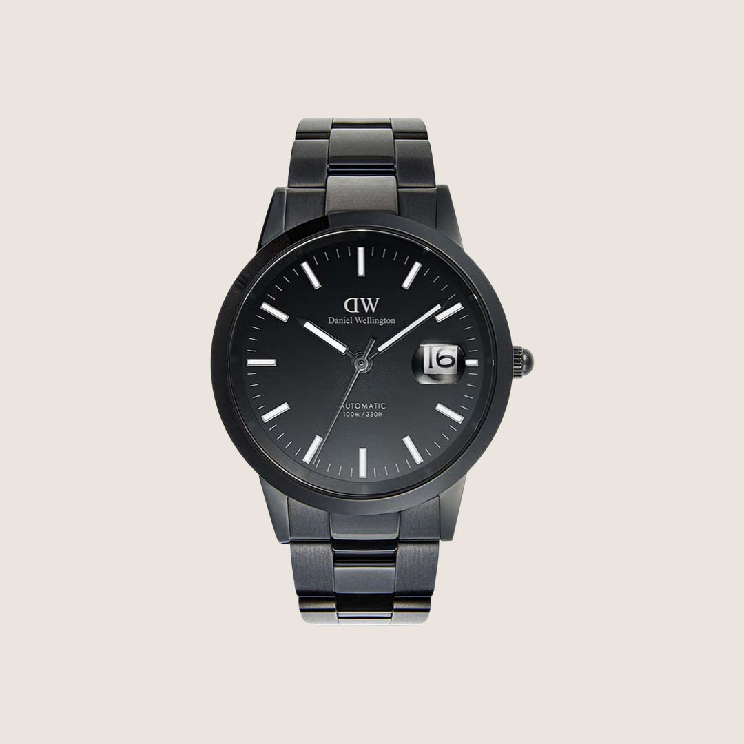 Daniel Wellington Mens Iconic Lumine Black Dial Automatic 40mm Watch DW00100...