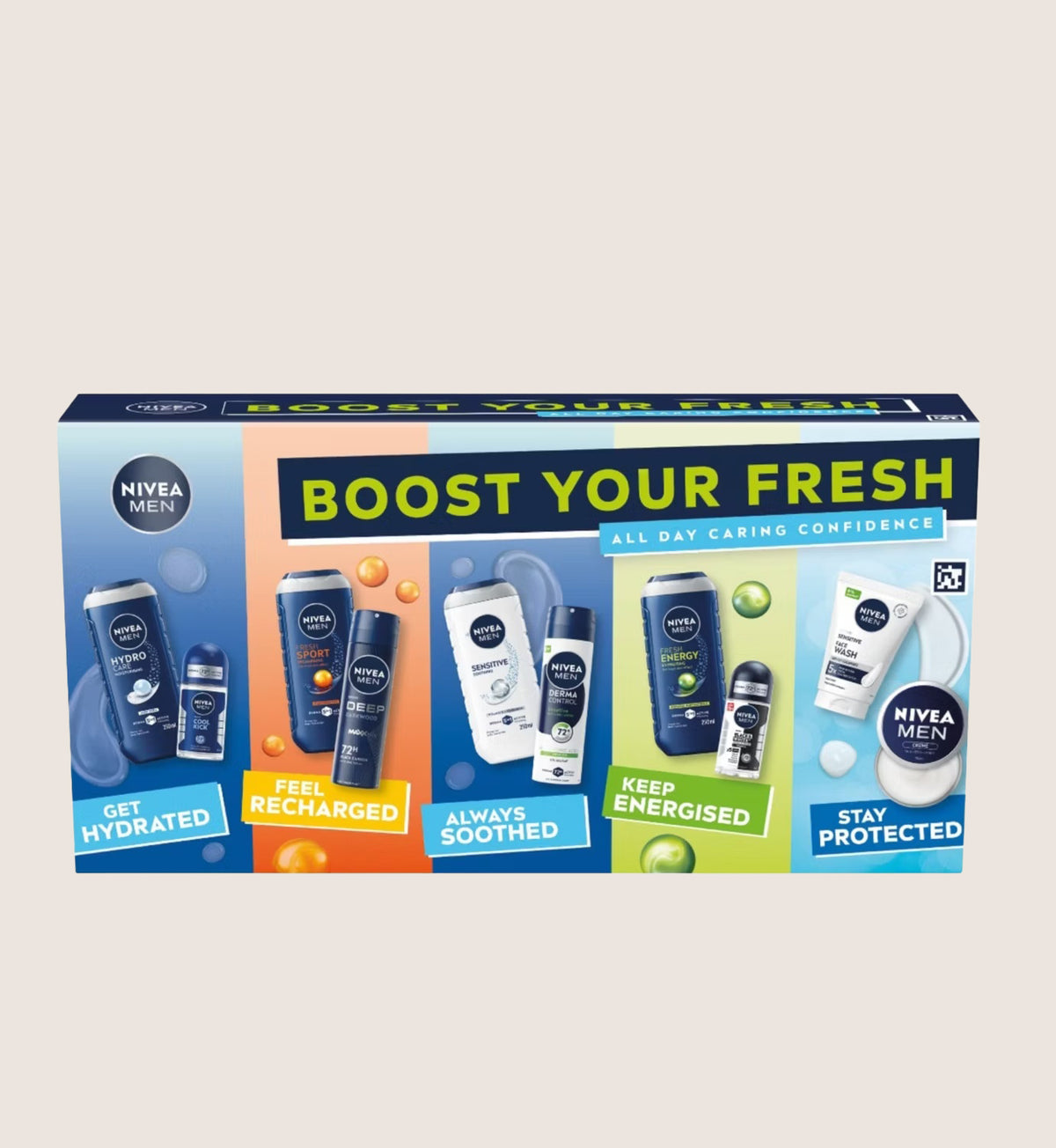 Nivea Men Boost Your Fresh Star Buy Gift Set - 10 Piece Shower Gel, Deodorant, Face Wash & Creme