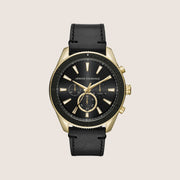 Armani Exchange Men's Sport Watch Black Dial Black Leather Strap AX1818