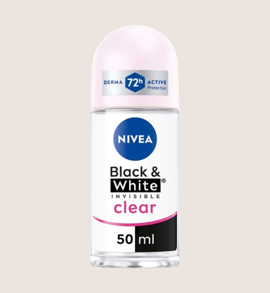 NIVEA Anti-Perspirant Deodorant Roll-On, Black & White Original, 72h 72-Hour Protection 50ml