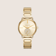 Michael Kors Women's Portia Clear Stone-Set Gold Dial Watch MK3639