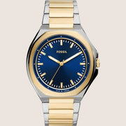 Fossil Men's Evanston Blue Dial Two-Tone Bracelet Watch BQ2768
