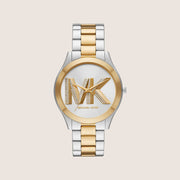 Michael Kors Women's Slim Runway Clear Stone-Set Silver Dial Watch MK4735