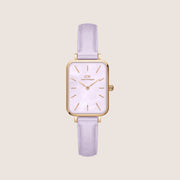 Daniel Wellington Women's Quadro Rose Gold Leather Purple Dial Watch DW00100637