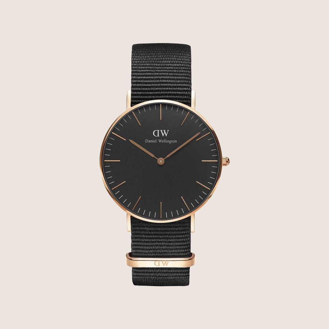 Daniel Wellington Women's Classic Black Cornwall Rose Gold Black Dial Watch DW00100150