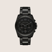 Michael Kors Men's Brecken Chronograph Black Dial All-Black Stainless Steel Watch MK8482
