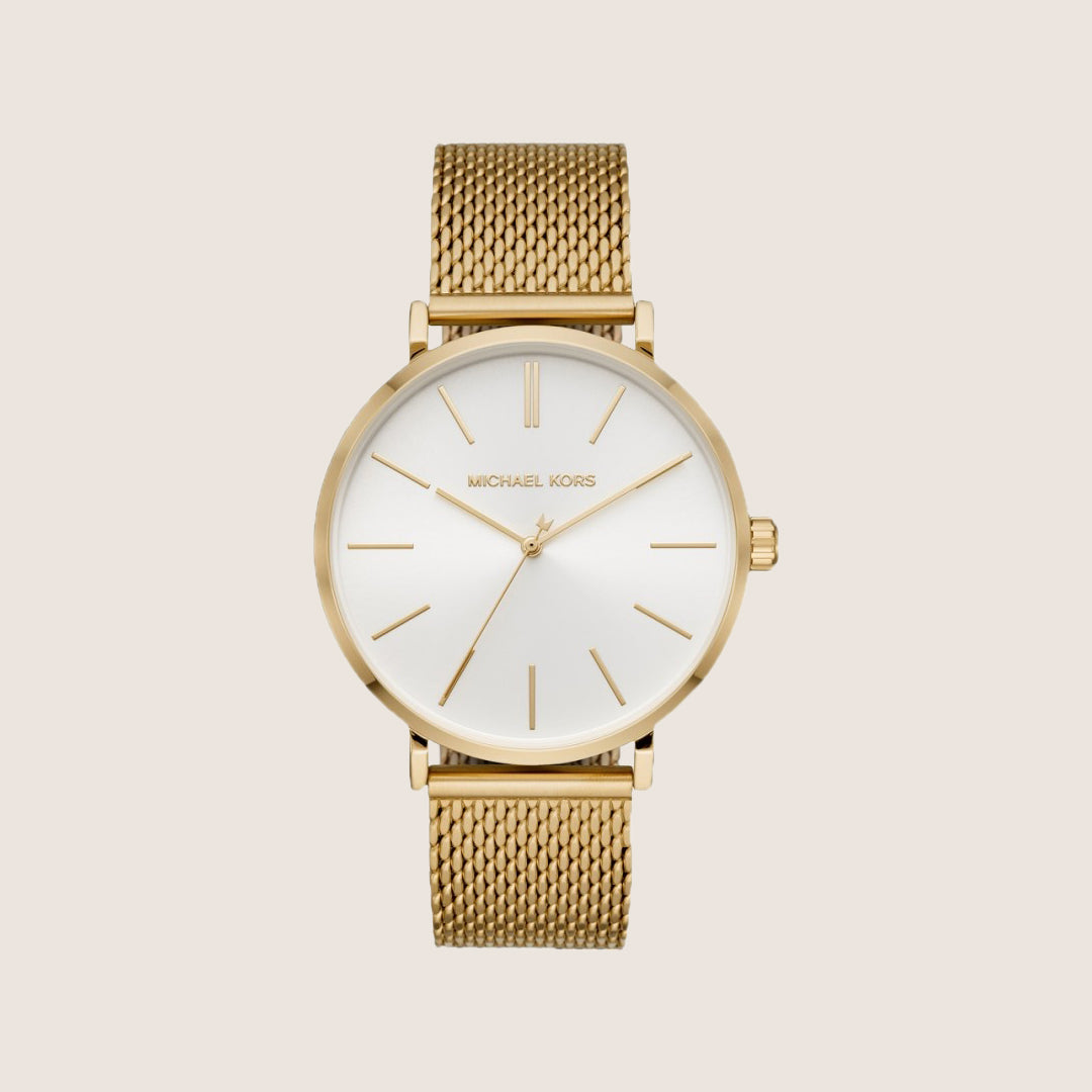 Michael Kors Men's Auden White Dial Gold Stainless Steel Bracelet Watch MK7150