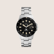 Fossil Mens Blue Dive Black Dial Two Tone Watch FS5952