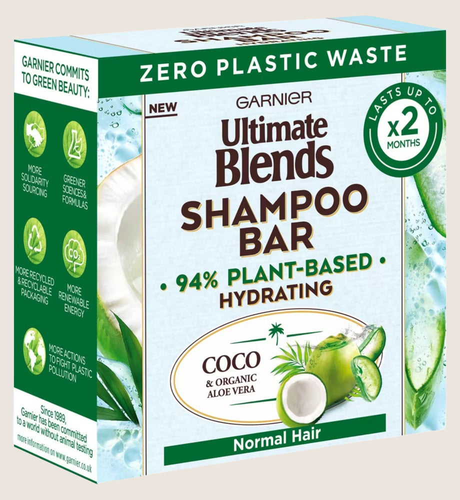 Garnier Ultimate Blends Coconut Hydrating Shampoo Bar with Aloe Vera for Normal Hair, 60g