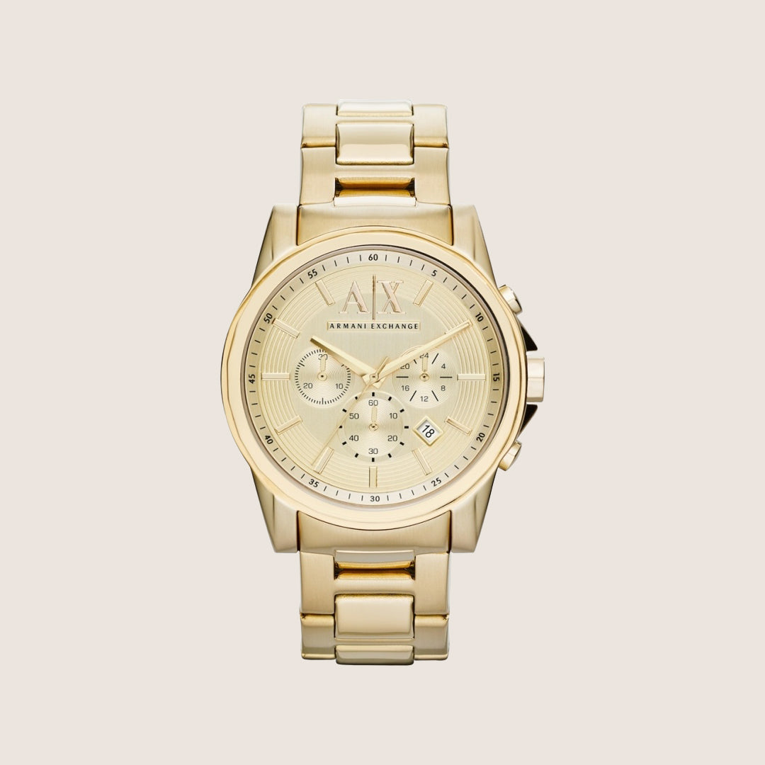Armani Exchange Men's Dress Watch Gold-Tone Chronograph Steel Bracelet AX2099