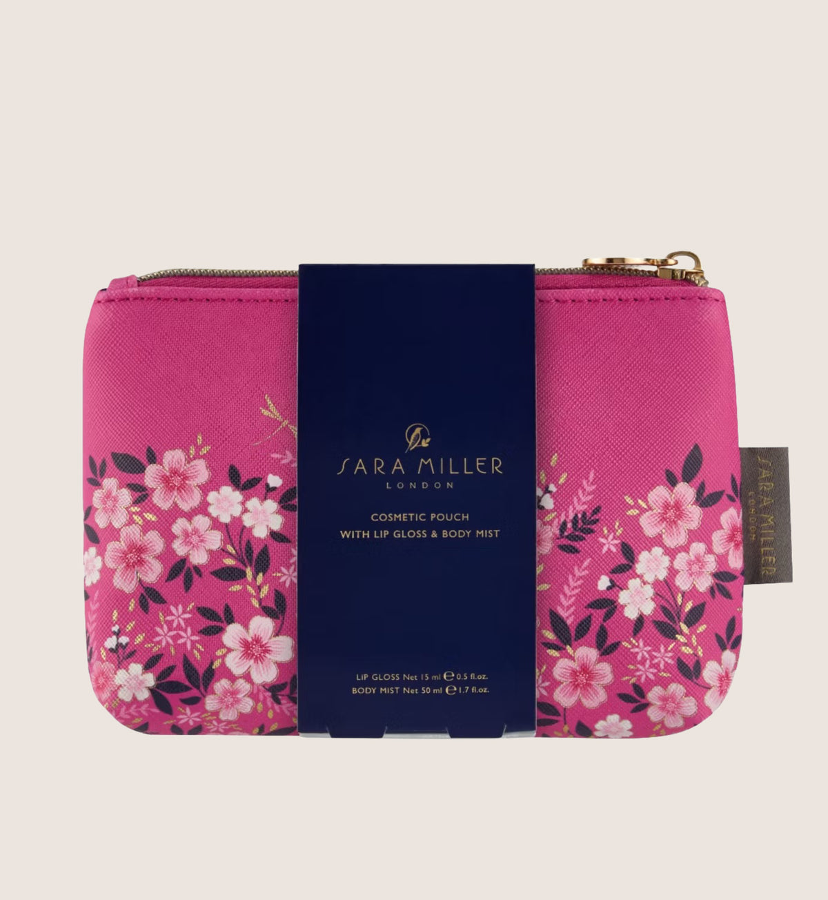 Sara Miller Cherry Blossom Cosmetic Pouch Bath & Body Gift Set For Her