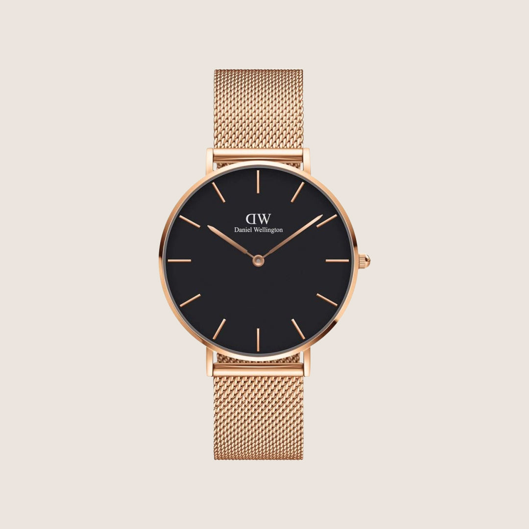 Daniel Wellington Grand Petite Melrose Rose Gold Black Dial 36mm Watch DW00100...