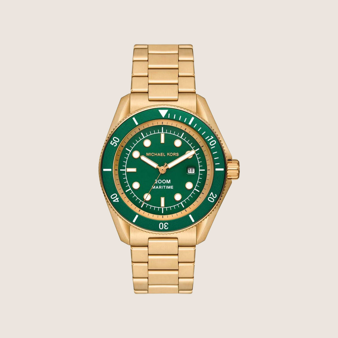 Michael Kors Men's Maritime Green Dial Two-Tone Gold Stainless Steel Watch MK9162