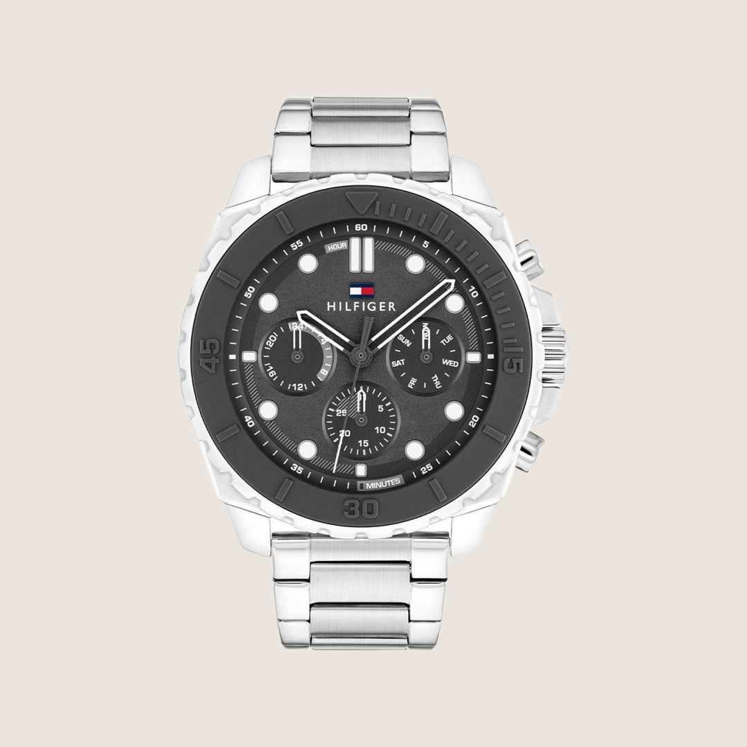 Tommy Hilfiger Men's Watch Grey Dial Day-Date Bracelet 1710689