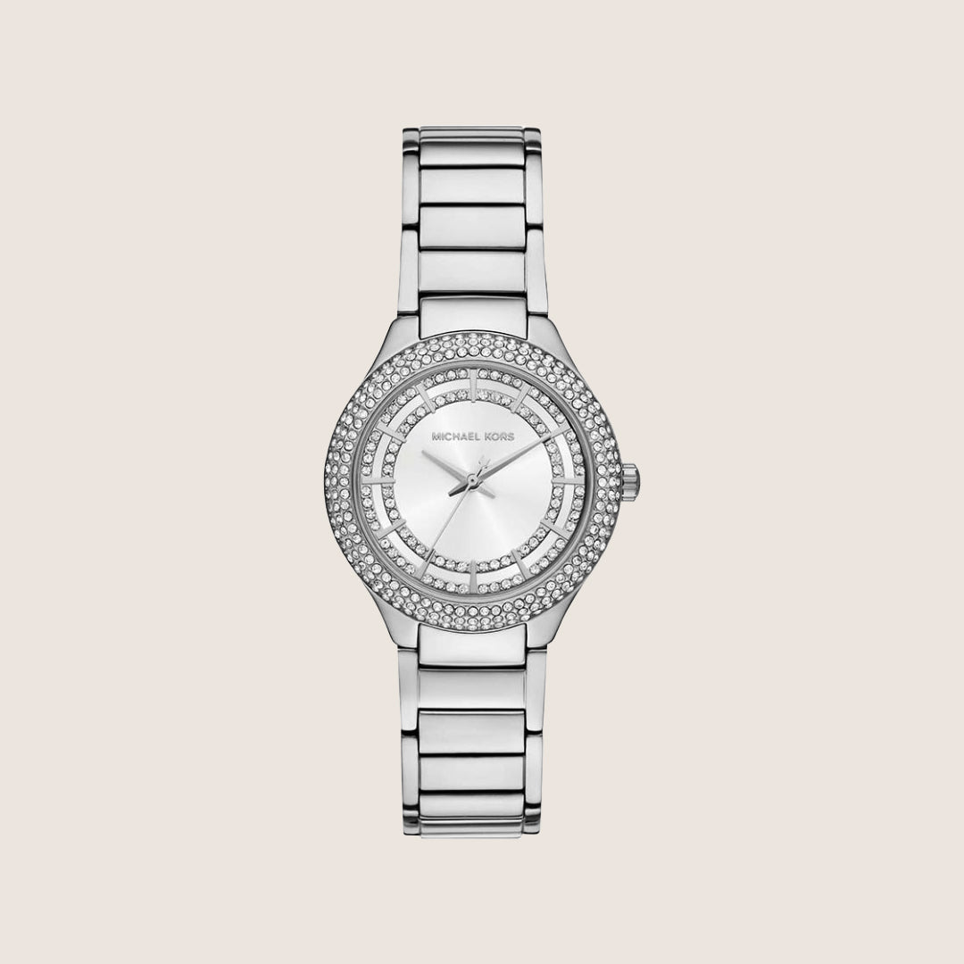 Michael Kors Women's Sylvia White Dial Silver Case Watch MK4943