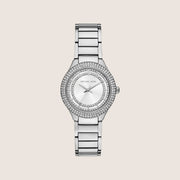 Michael Kors Women's Sylvia White Dial Silver Case Watch MK4943