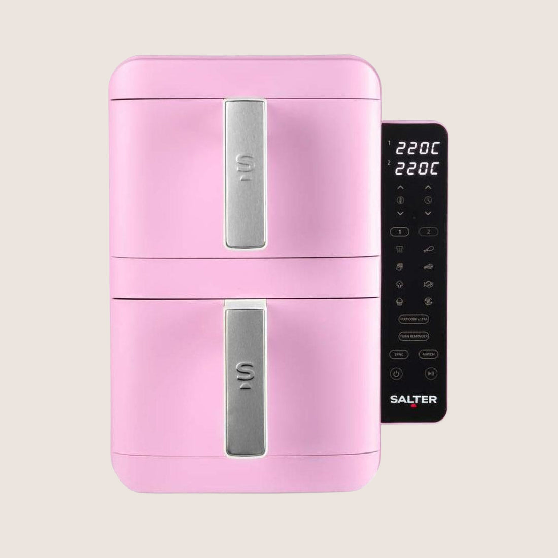 SALTER Retro VertiCook Ultra EK6642PNK Dual Air Fryer 9L - Pink & Cream