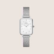 Daniel Wellington Women's Quadro Lumine Silver Crystal White Dial Watch DW00100580