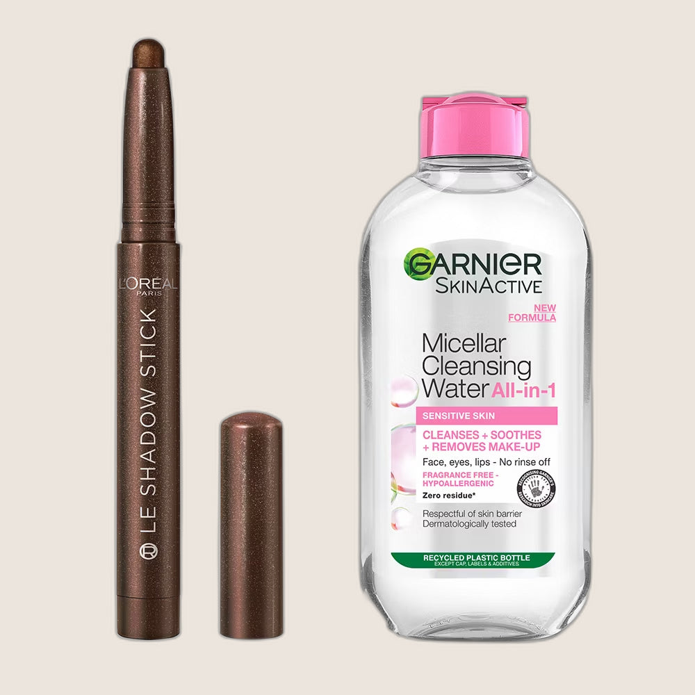 L'Oréal Paris Paradise Le Shadow Stick Brown Abyss & Garnier Micellar Water Duo Bundle 200ml