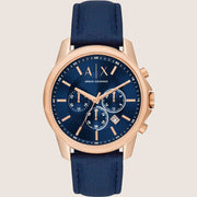 Armani Exchange Mens Sport Watch Blue Leather Strap AX1723