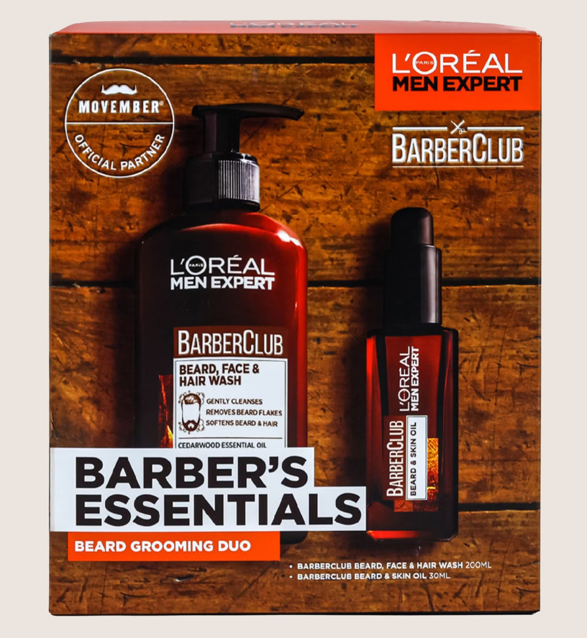 L'Oréal Men Expert Barber Club Beard Grooming Duo Set - Beard, Face & Hair Wash and Beard & Skin Oil