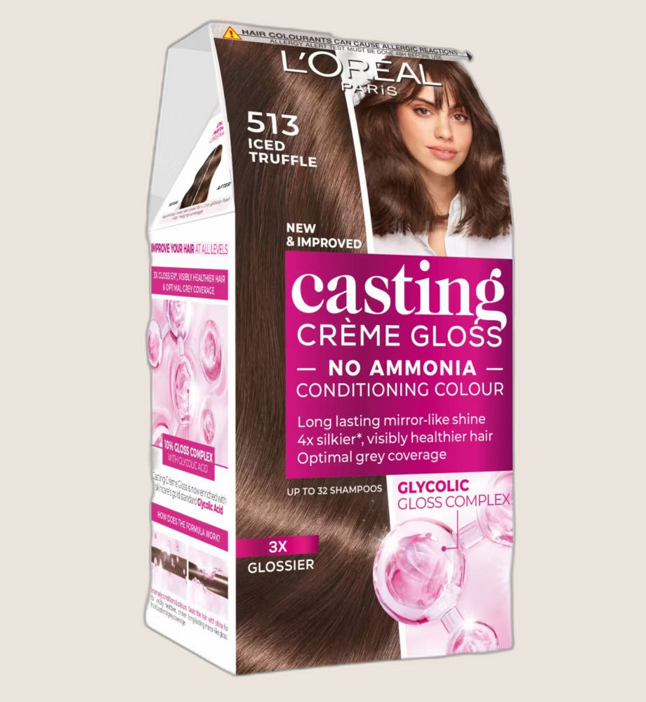 L'Oréal Paris Casting Crème Gloss 513 Iced Truffle, No Ammonia Semi Permanent Glossing Colour
