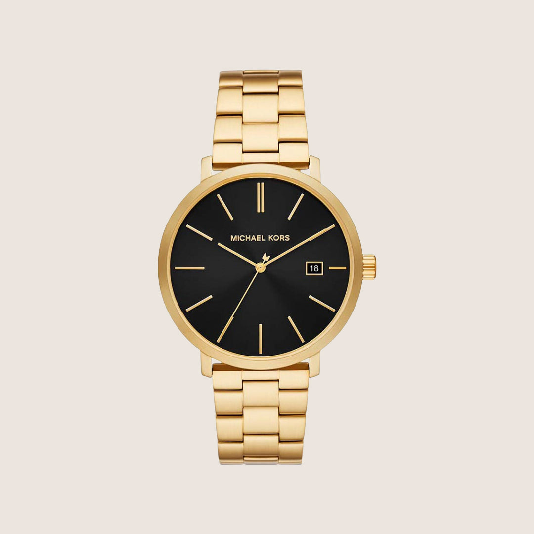 Michael Kors Men's Blake Black Dial Gold Stainless Steel Bracelet Watch MK9136