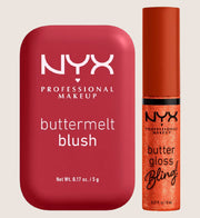 NYX Professional Makeup Buttermelt Blush Back and Butta 10 & Buttergloss Bling Lip Gloss Shimmer Down Duo Lip Gloss & Blush Set