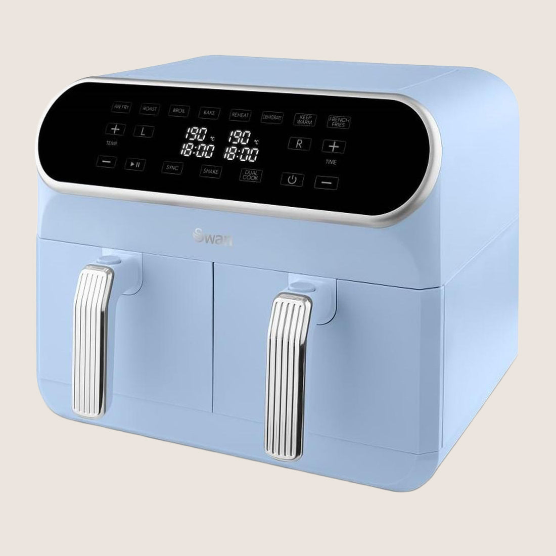SWAN Retro SD10519BLU Dual Basket Air Fryer 1700W 8L - Blue