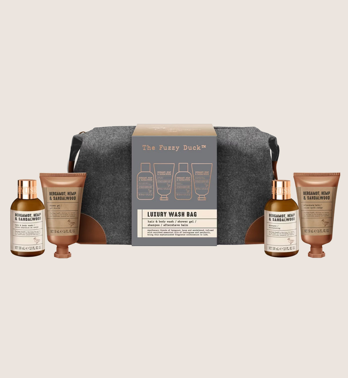 Baylis & Harding The Fuzzy Duck Bergamot, Hemp & Sandalwood Wash Bag Gift Set Men's Luxury Gift Set