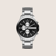 Armani Exchange Men's Dress Watch Silver Dial Silver Steel Bracelet AX2152