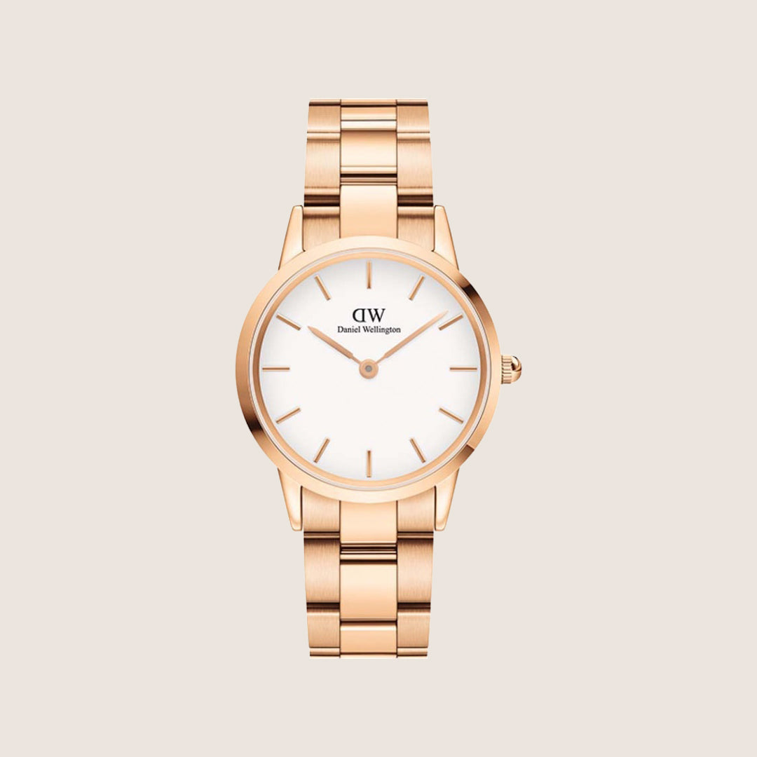 Daniel Wellington Women's Iconic Link Rose Gold White Dial Watch DW00100211