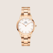 Daniel Wellington Women's Iconic Link Rose Gold White Dial Watch DW00100211