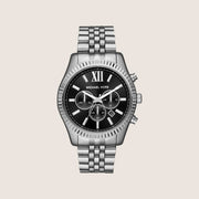 Michael Kors Men's Lexington Chronograph Black Dial Silver Stainless Steel Watch MK8602