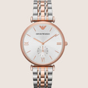 Emporio Armani Mens Watch Two Tone Stainless Steel Bracelet AR1677