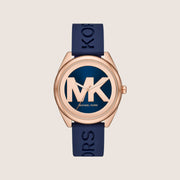 Michael Kors Women's Janelle Blue Dial Rose Gold Case Watch MK7140