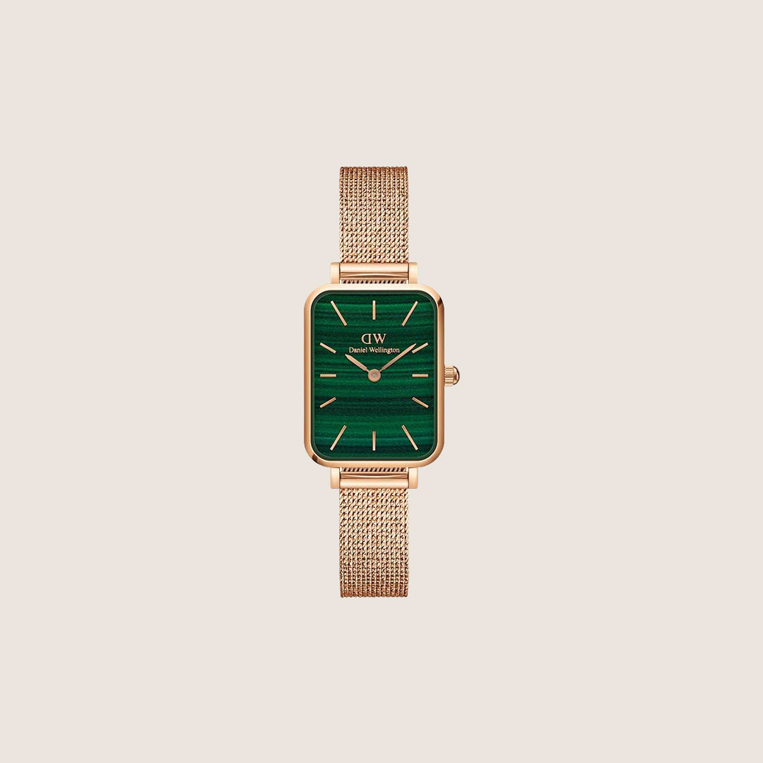 Daniel Wellington Women's Quadro Melrose Rose Gold Green Dial Watch DW00100437