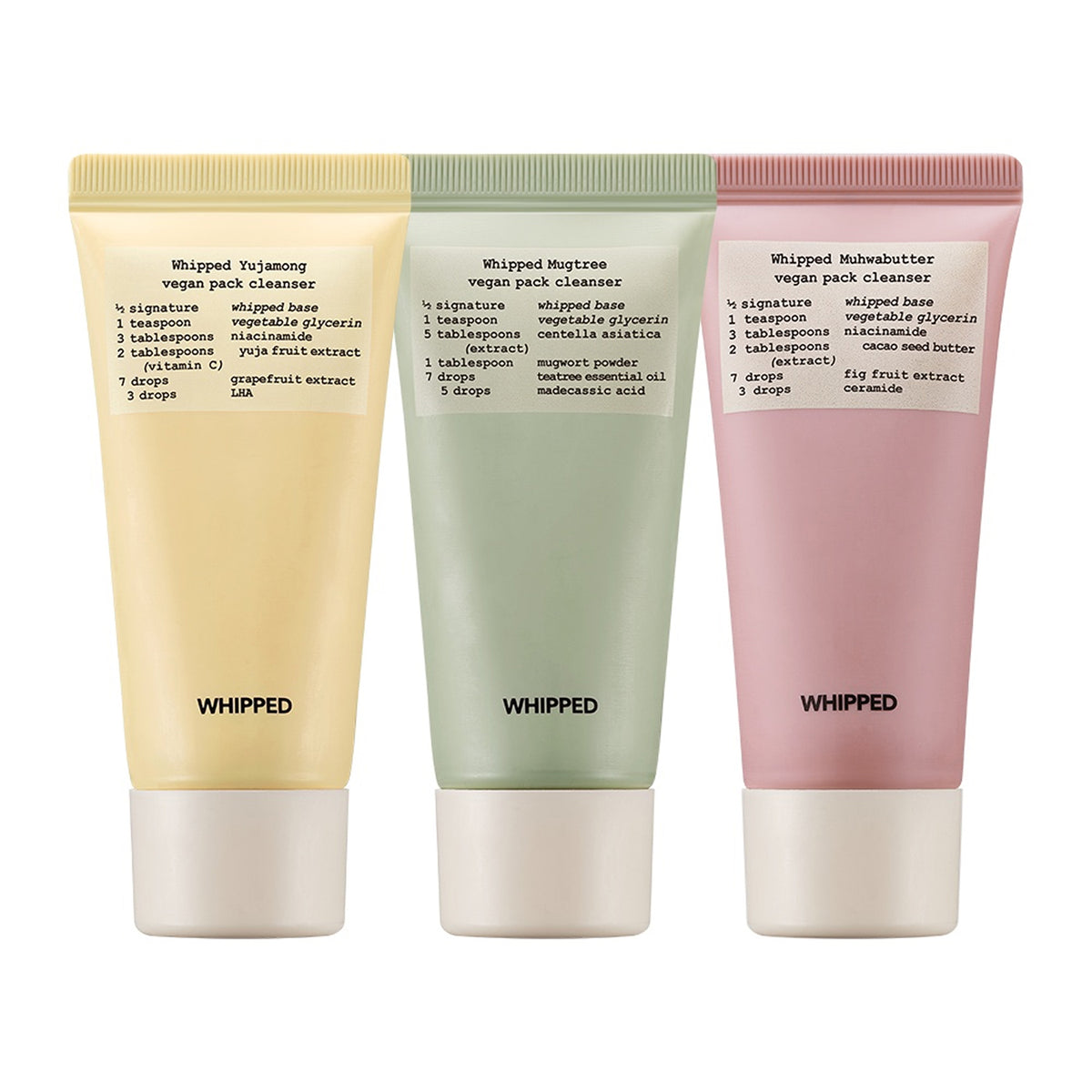 Whipped Vegan Pack Cleanser Gift Set (Mugtree 25g+Muhwabutter 25g+Yujamong 25g)