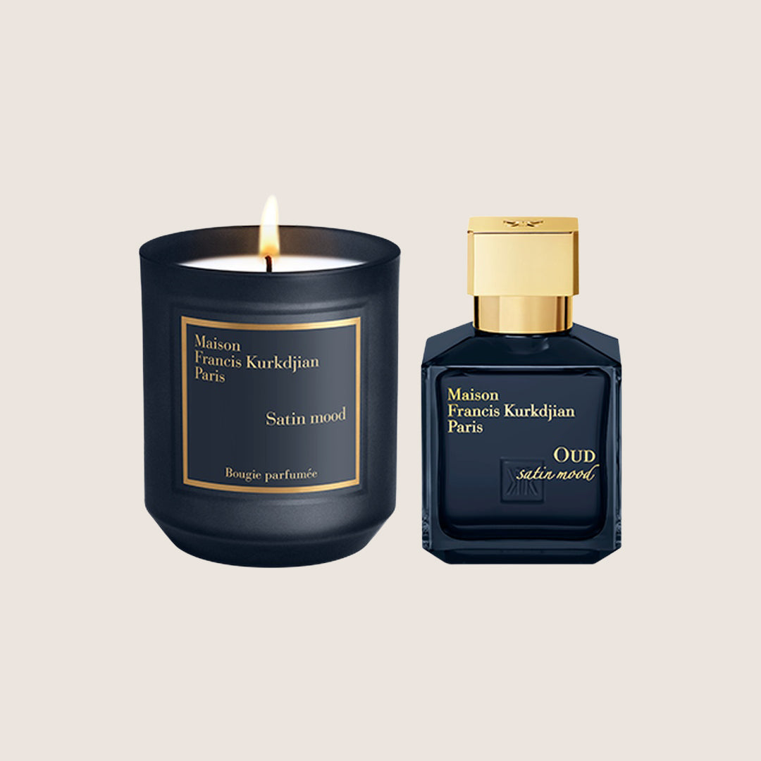 Maison Francis Kurkdjian Unisex OUD Satin Mood Scented Candle and Eau de Parfum Opulent Duo Set