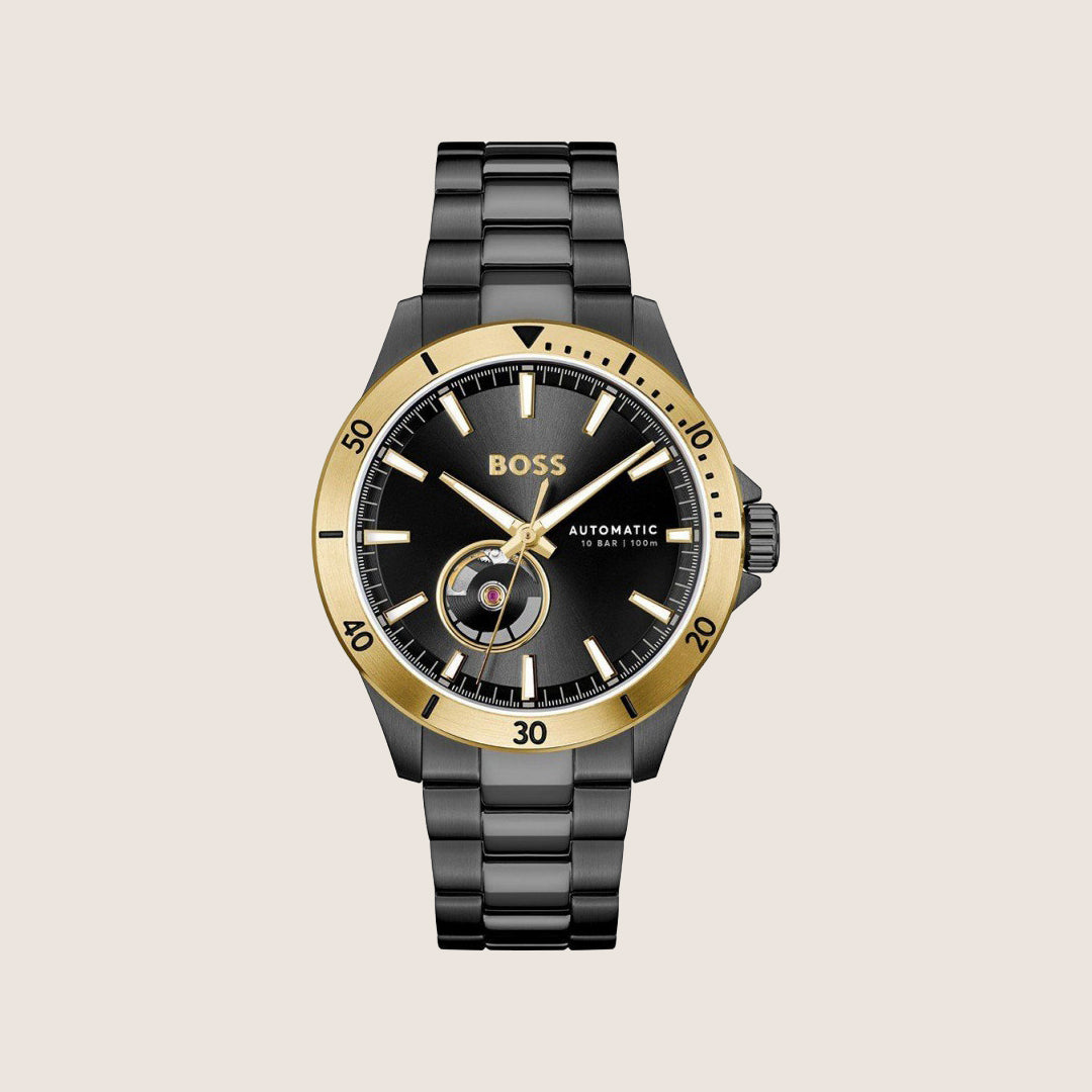 BOSS Men's Automatic Black Dial Stainless Steel Bracelet Watch 1514203