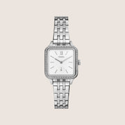 Fossil Women's Colleen Silver Square Crystal Bracelet Analogue Watch BQ3981