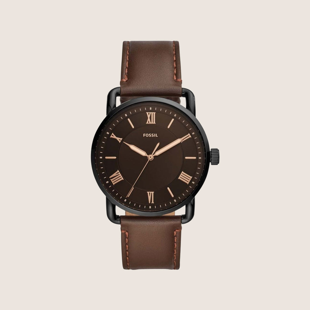 Fossil Mens Copeland Brown Dial Slim Leather Watch FS5666