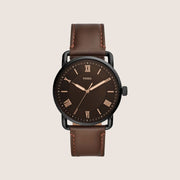 Fossil Mens Copeland Brown Dial Slim Leather Watch FS5666